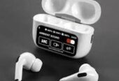 A9 Pro ANC Touch Screen Display Earbuds White Color