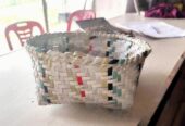 Plastic wicker basket