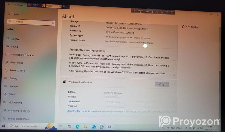 Asus Leptop 4GB Ram