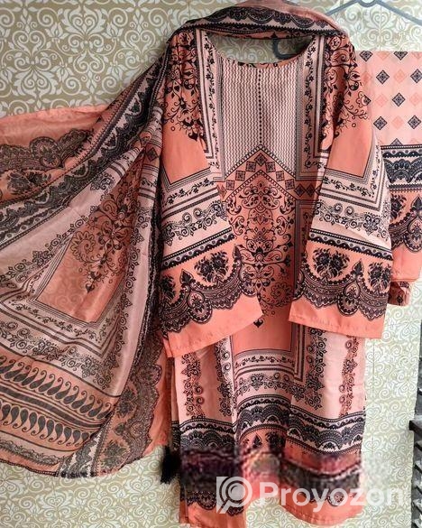 Ready Made Pure dubai silk Digital Print Three Pie