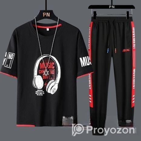Drop Shoulder Mash T-Shirt and Trouser Combo