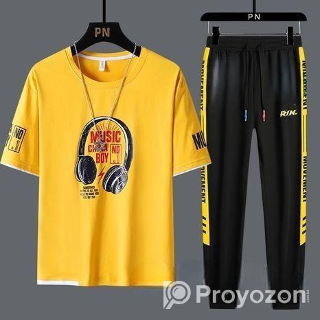 Drop Shoulder Mash T-Shirt and Trouser Combo