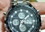 QUAMER Men’s Metal Double Movement Electronic Wat