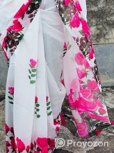 Chanderi Silk Digital Printed Saree – Soft & Elega