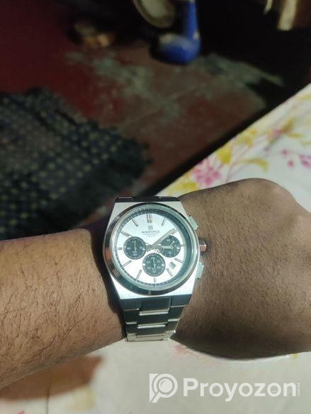 Naviforce 8048 Ch – Sliver White For Men