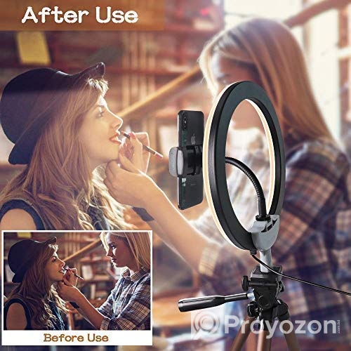 6 Fit Tripod Stand +10″ Ring Light + K9 Microphone Combo