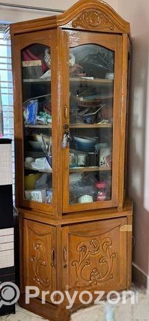 কর্নার কেবিনেট আকাশী কাঠের