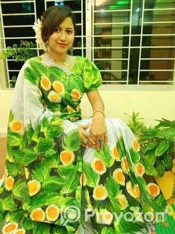 Hand Print Half Silk Sharee