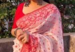 Skin Print Reshom Silk Sharee