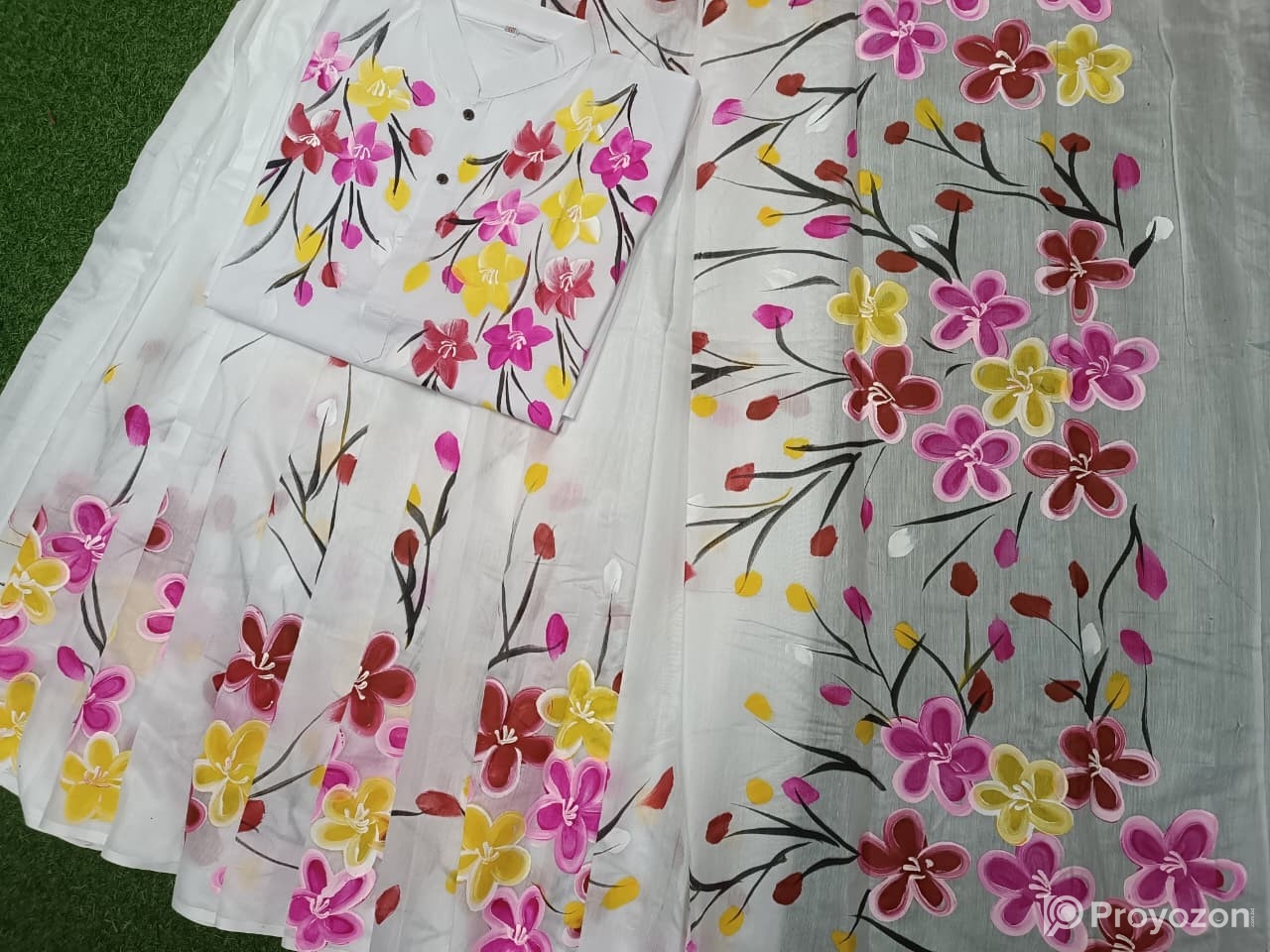 Hand Print Half Silk Couple Dress