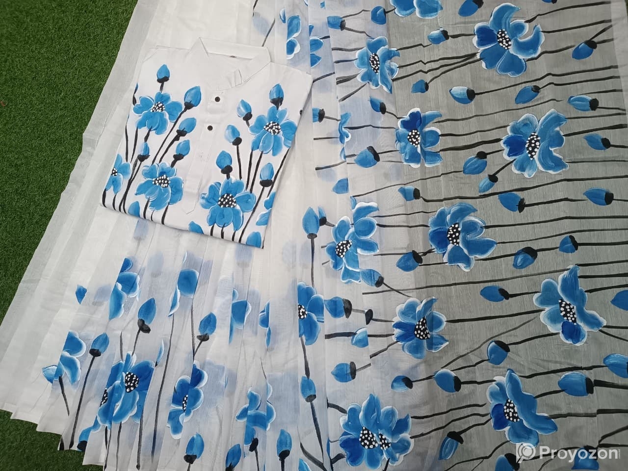 Hand Print Half Silk Couple Dress