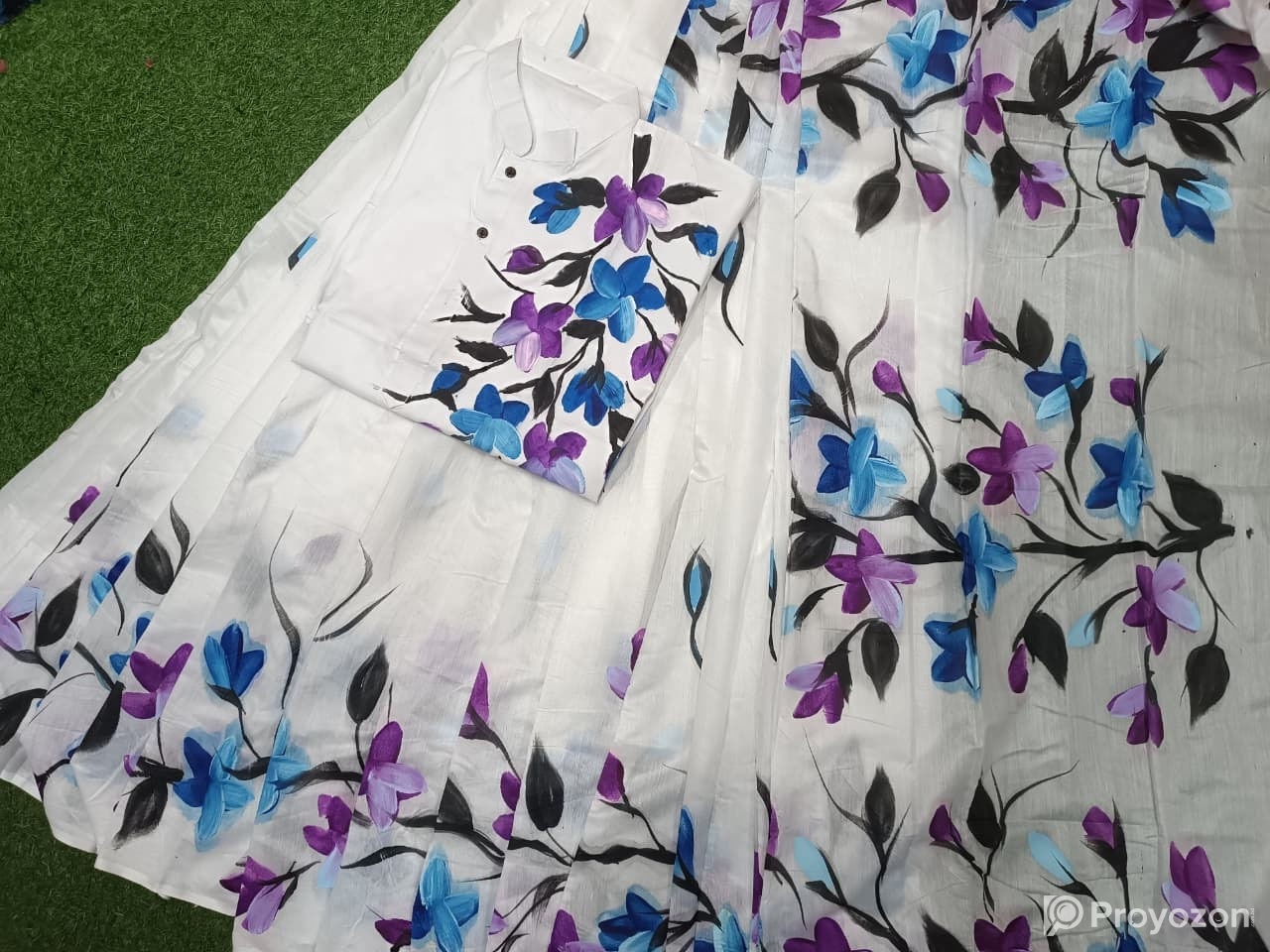 Hand Print Half Silk Couple Dress
