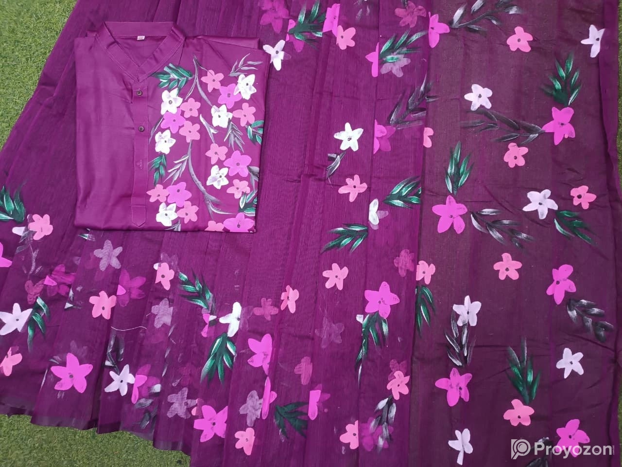 Hand Print Half Silk Couple Dress