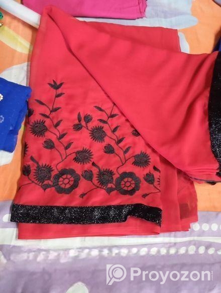 সফ্ট এক কালার জরজেট শাড়ি