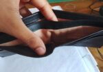 Black Leather Money Bag