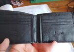 Black Leather Money Bag