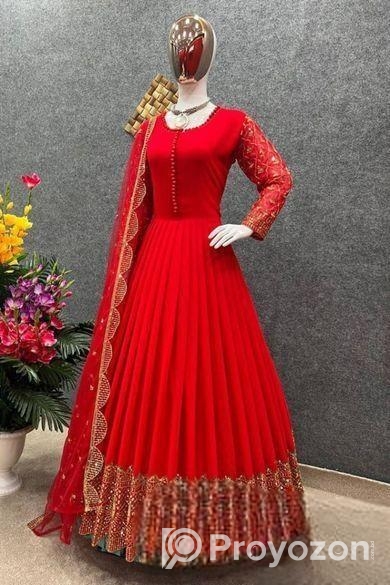 রেডিমেড জর্জেট এমব্রয়ডারি পার্টি ড্রেস
