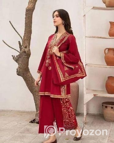 Digital Print Ready Made Two Piece In Soft Linen Cotton Fabric