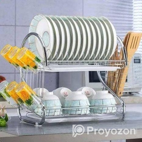 2 layer Dish Drainer Rack Stainless Steal
