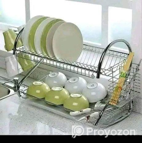 2 layer Dish Drainer Rack Stainless Steal