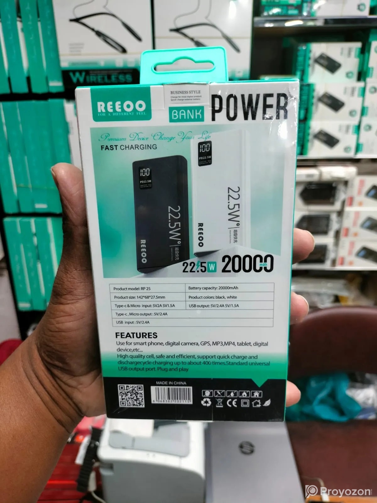 Matrix M10-10000mAh Power Bank Fast Charging 22.5W- Built-in Cabl