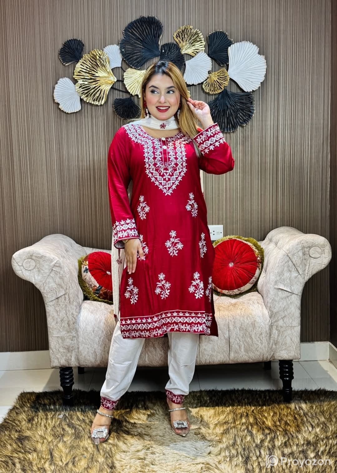 Embroidery Cotton Three Piece