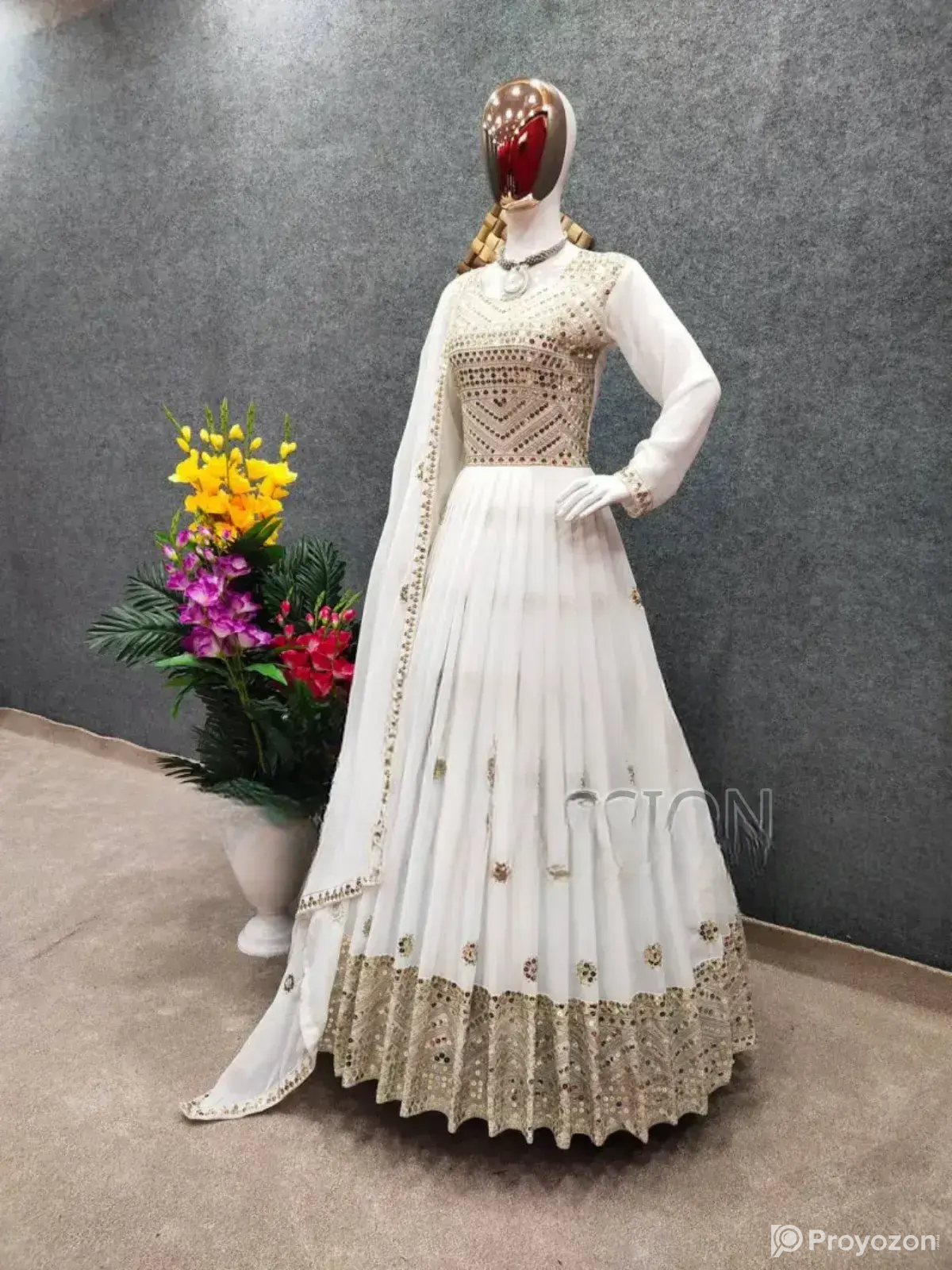 Readymade Georgette Embroidered Party Dress