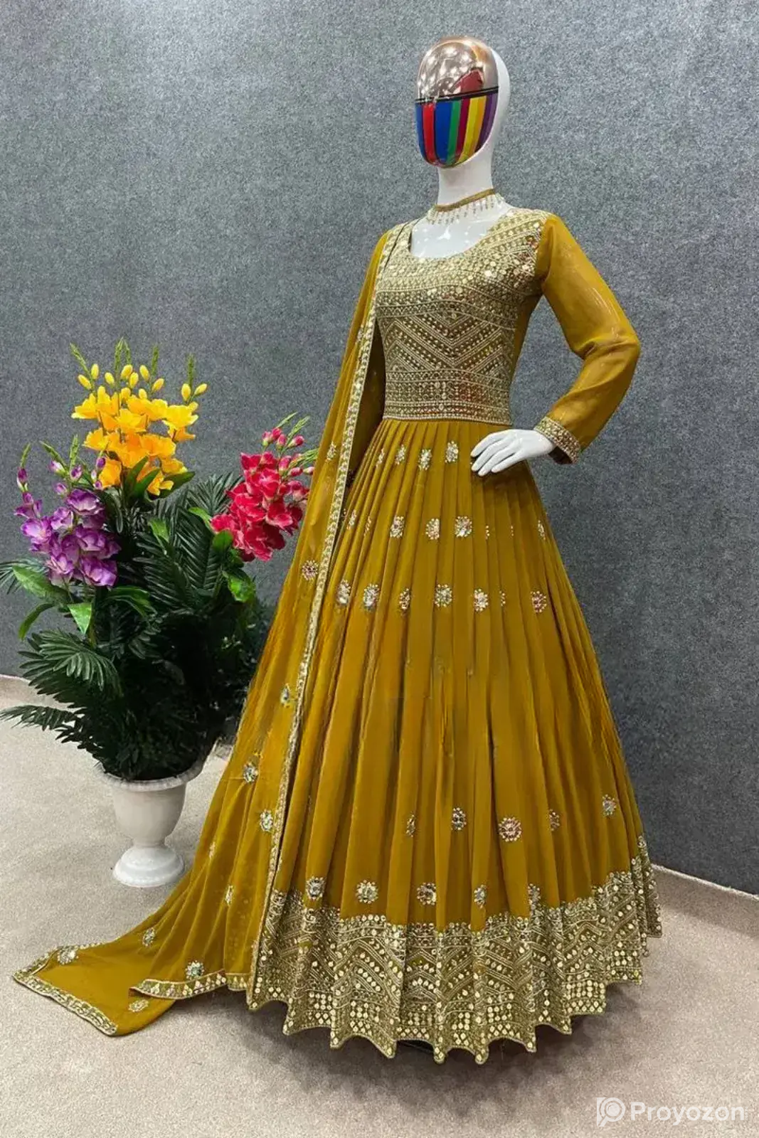 Readymade Georgette Embroidered Party Dress
