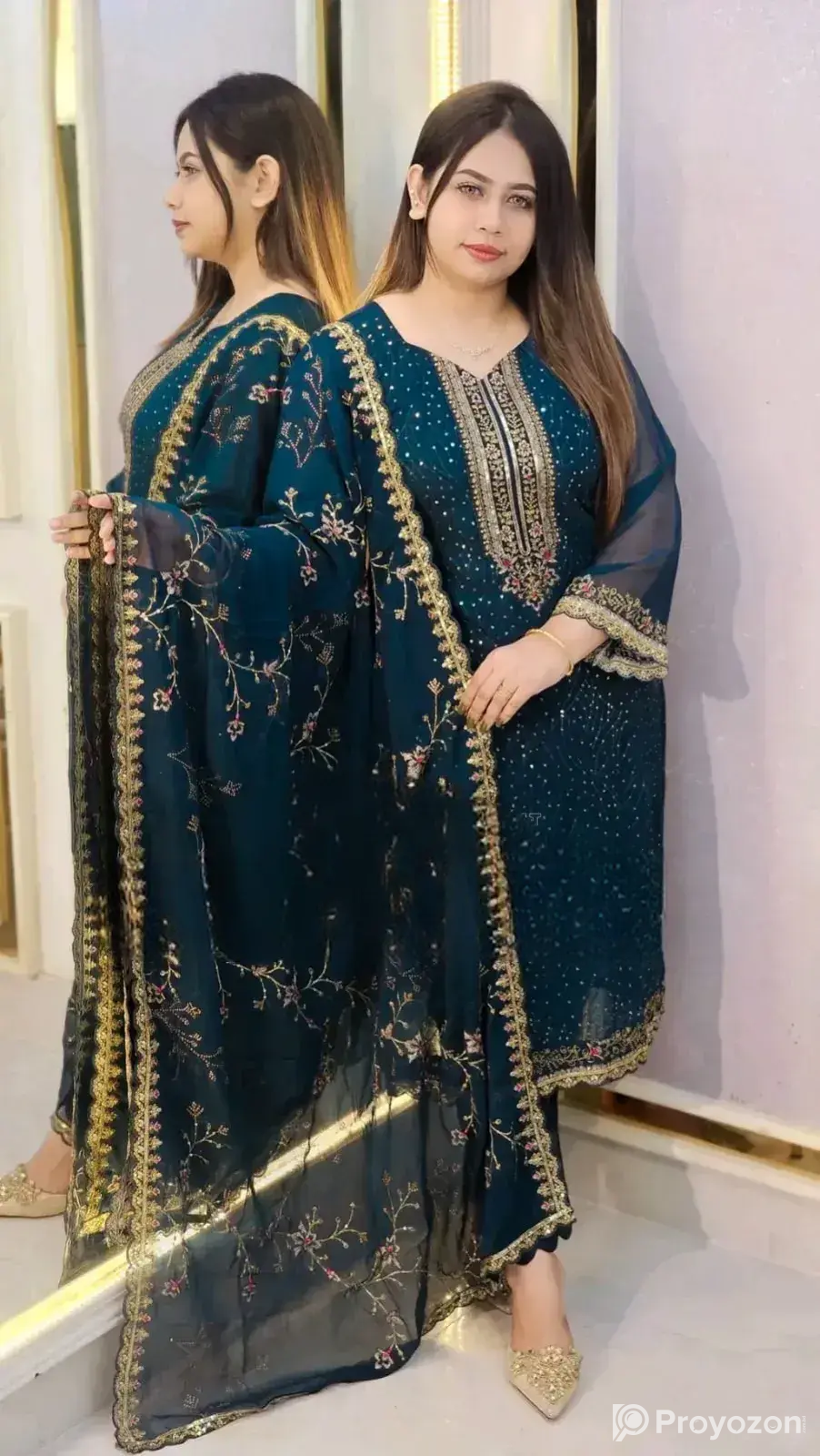 Georgette Embroidered Four-Piece Set