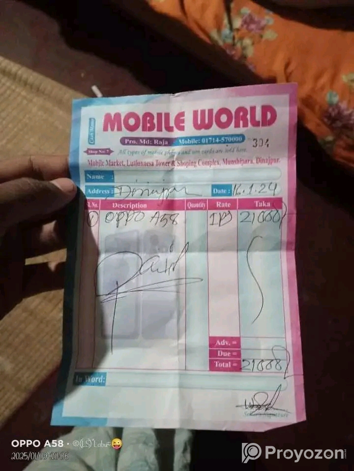 Oppo a 58… 6+6/128GB (Used)