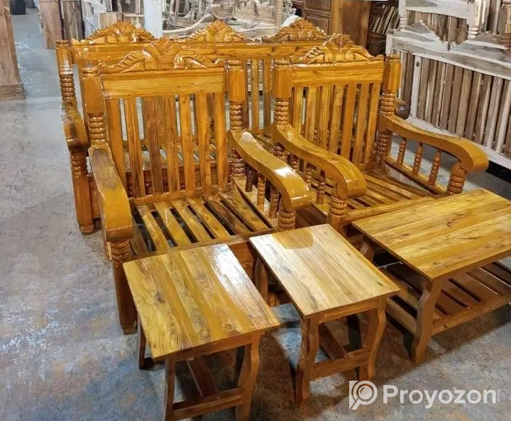 আকাশমনি কাঠের নতুন ৩+১+১ সাথে ৩ টা Tea টেবিল