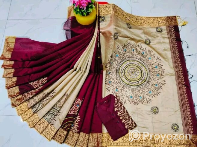 উন্নত মানের ধুপিয়ান এবং ডলার বসানো এমব্রয়ডারি শাড়ী সেল