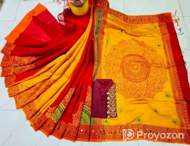 উন্নত মানের ধুপিয়ান এবং ডলার বসানো এমব্রয়ডারি শাড়ী সেল