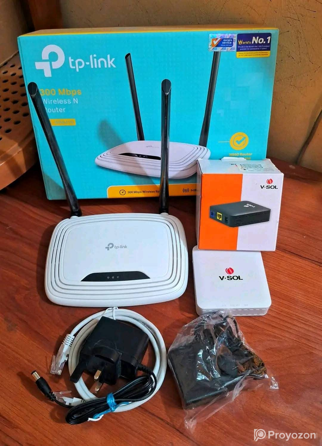 রাউটার+অনু ফুল বক্স Router:Tp Link Onu:V-SOL