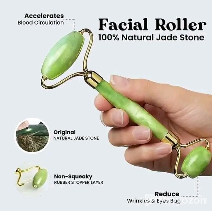 2pcs Green natural stone jade massage spa roller