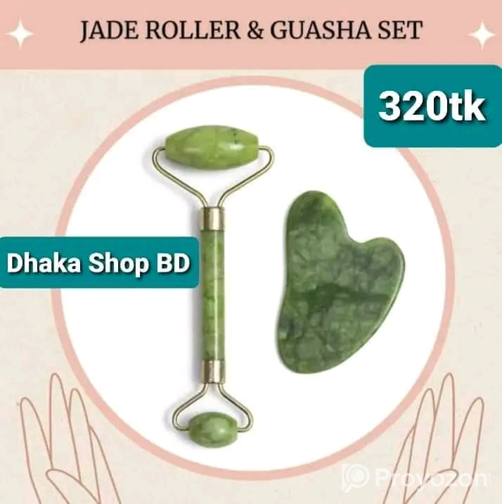 2pcs Green natural stone jade massage spa roller