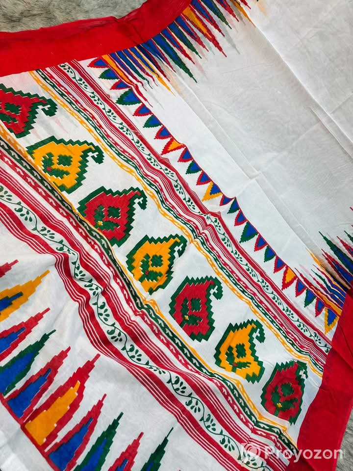 হাল্ফসিল্ক ব্লক প্রিন্ট শাড়ী সেল করা হবে