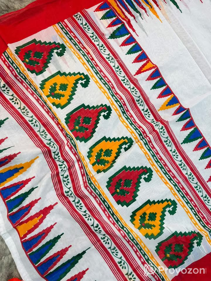 হাল্ফসিল্ক ব্লক প্রিন্ট শাড়ী সেল করা হবে
