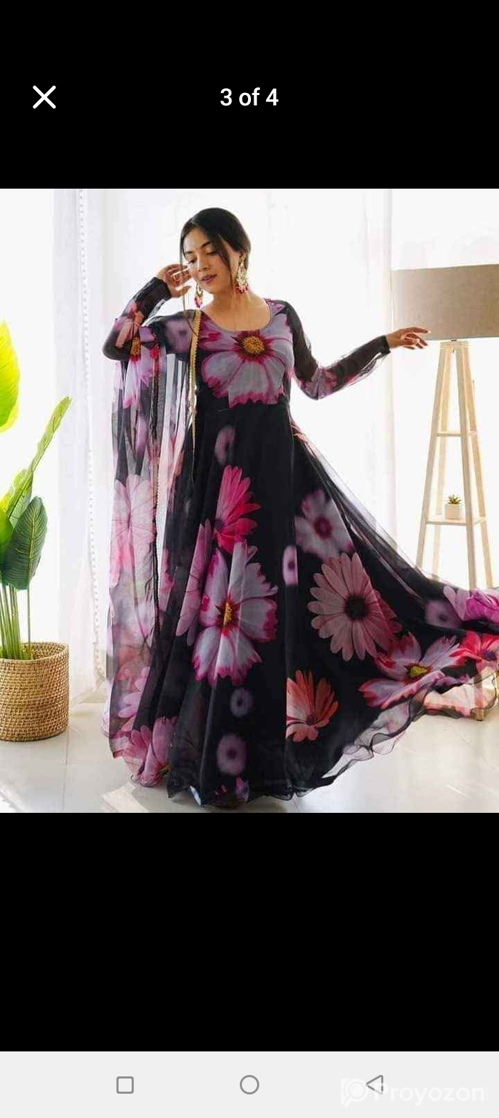 রেডিমেড জর্জেট গাউন থ্রি পিস