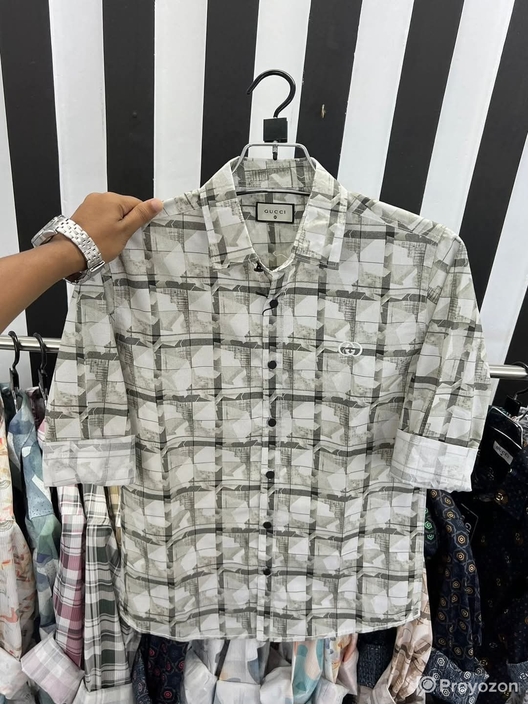 Casual premium Check and print shirt