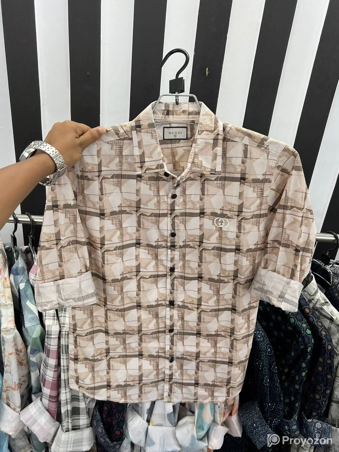 Casual premium Check and print shirt