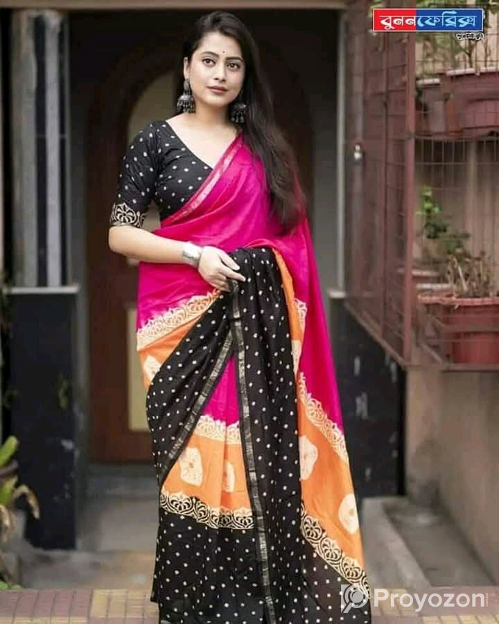 ভেজিটেবল ডাই সফ্টসিল্ক বাটিক শাড়ি বিক্রি করা হবে।