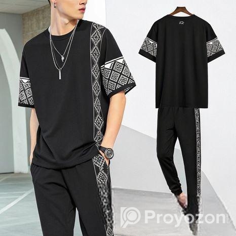 Drop Shoulder Mash T-shirt And Trouser