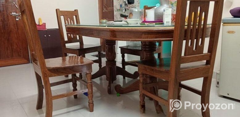 শিশু কাঠের ৬টি চেয়ারের ডাইনিং টেবিল