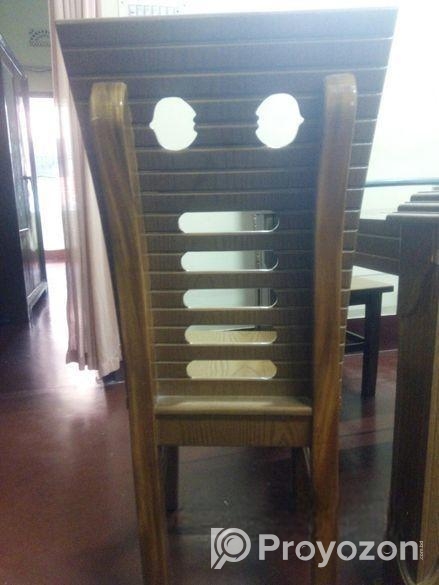 কাঠের ৪ চেয়ার গ্লাস ডাইনিং