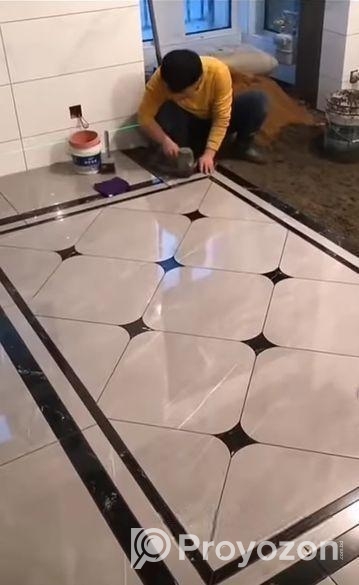 টাইলস এর কাজ করা হয়