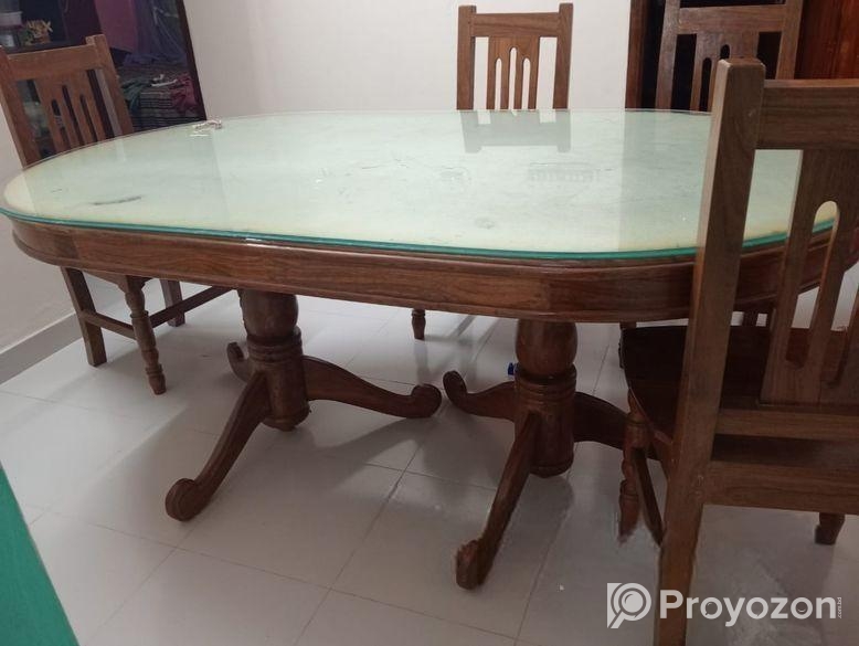 শিশু কাঠের ৬টি চেয়ারের ডাইনিং টেবিল