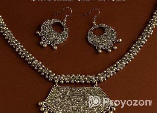 Traditional Oxidized Silver Necklace