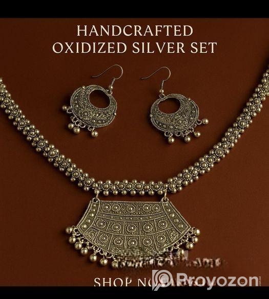 Traditional Oxidized Silver Necklace