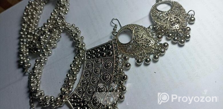 Traditional Oxidized Silver Necklace